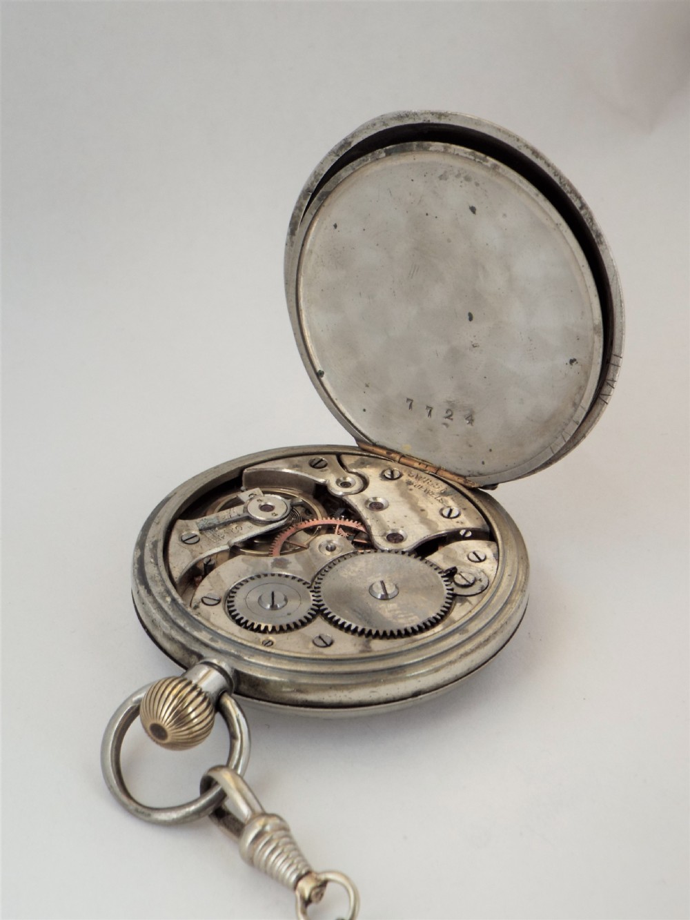 Antique Swiss pocket watch and chain. View V