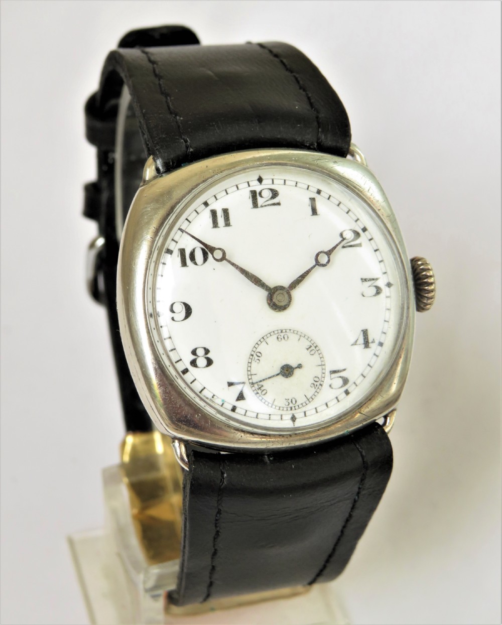 Gents silver cushion cased wrist watch, 1927 View II