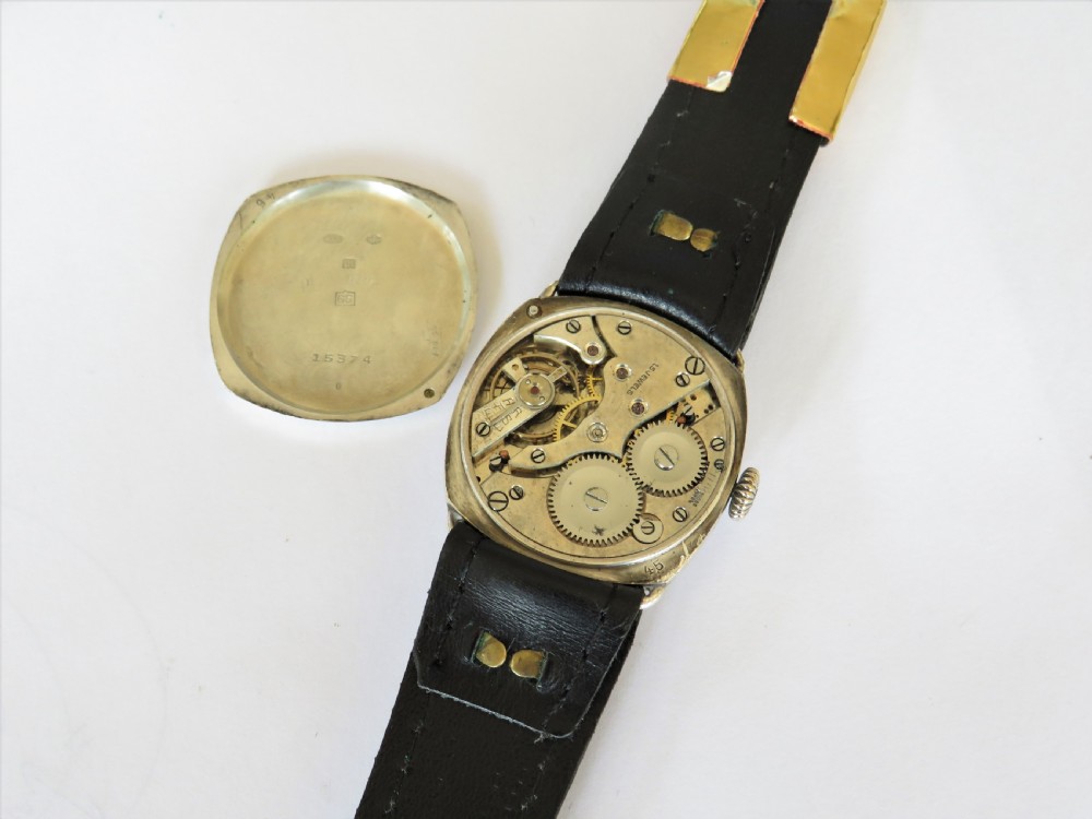 Gents silver cushion cased wrist watch, 1927 View III