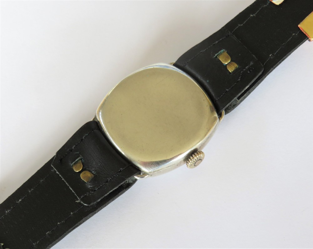Gents silver cushion cased wrist watch, 1927 View IV