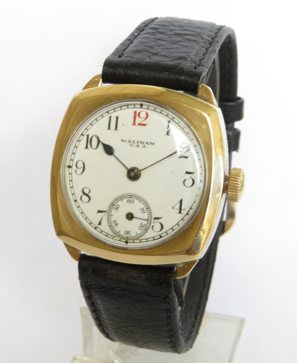Gents 9ct gold Waltham Wrist Watch, 1933