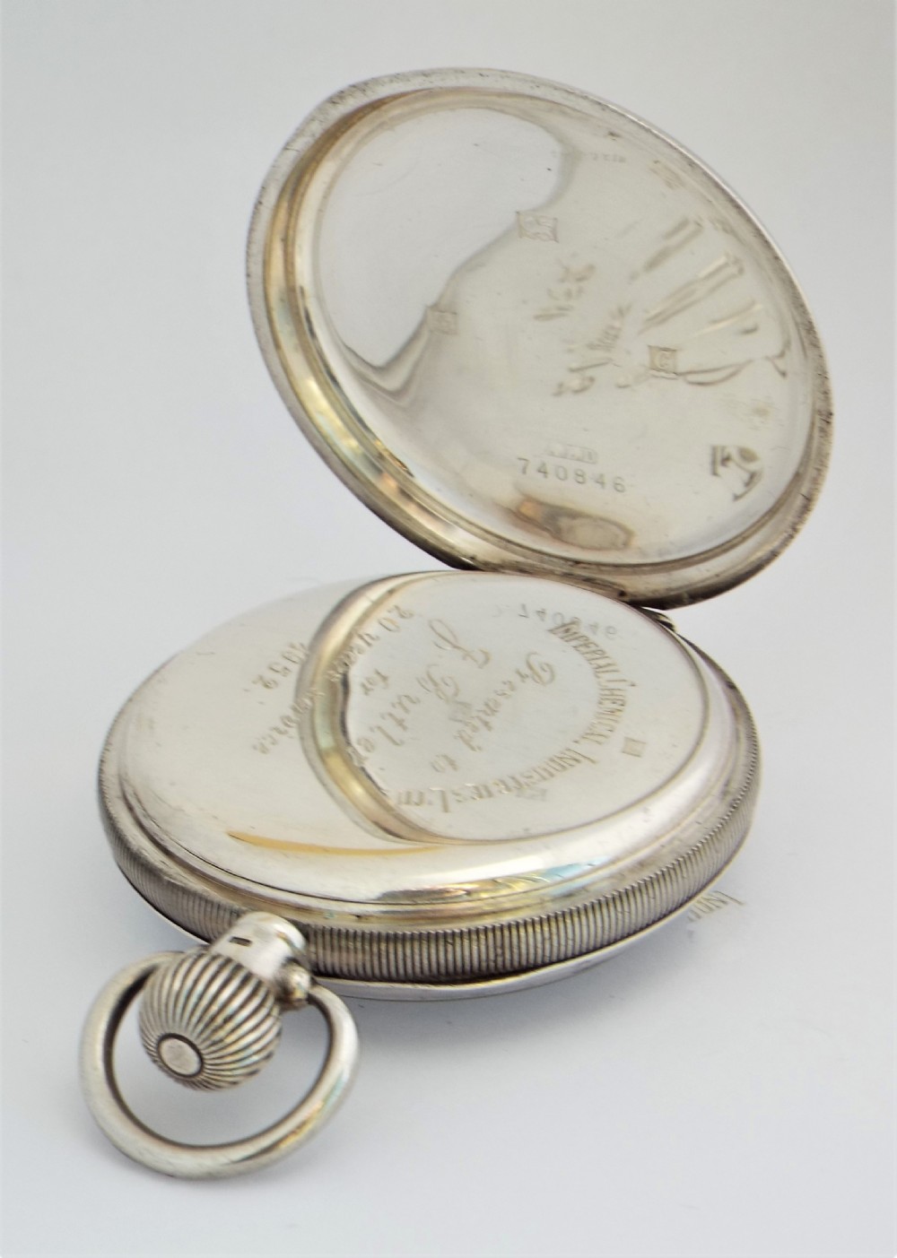 A 1950s silver Buren Grand Prix pocket watch. View III
