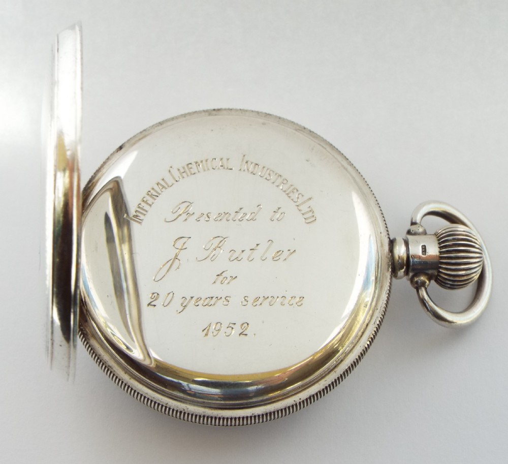 A 1950s silver Buren Grand Prix pocket watch. View V