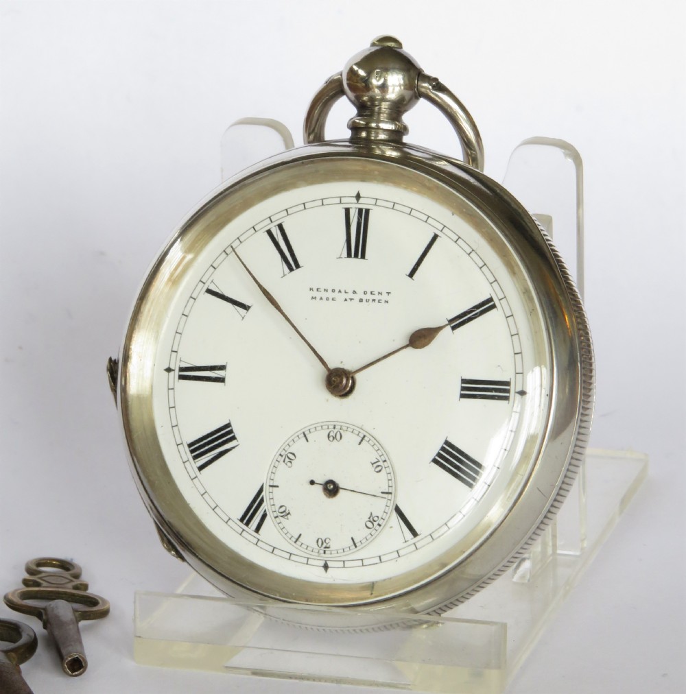 Antique silver Buren pocket watch, Kendal & Dent