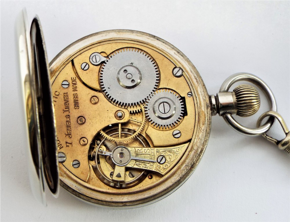 1930s Swiss lever pocket watch and chain. View VI