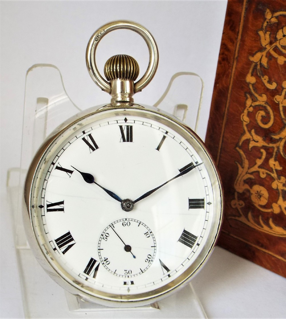 1918 silver Swiss pocket watch made for the English market.