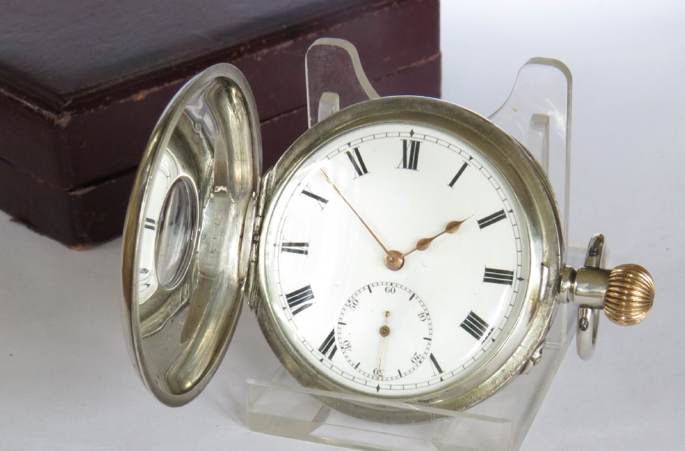 Early 20th C silver half hunter pocket watch