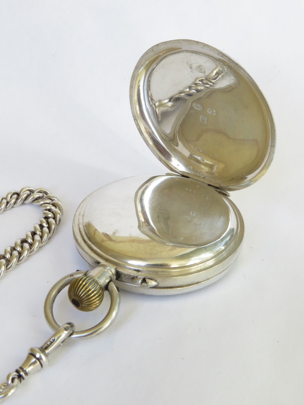 Antique silver pocket watch and chain View IV