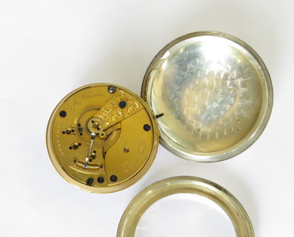 Antique Elgin G M Wheeler railway pocket watch, 1887 View III