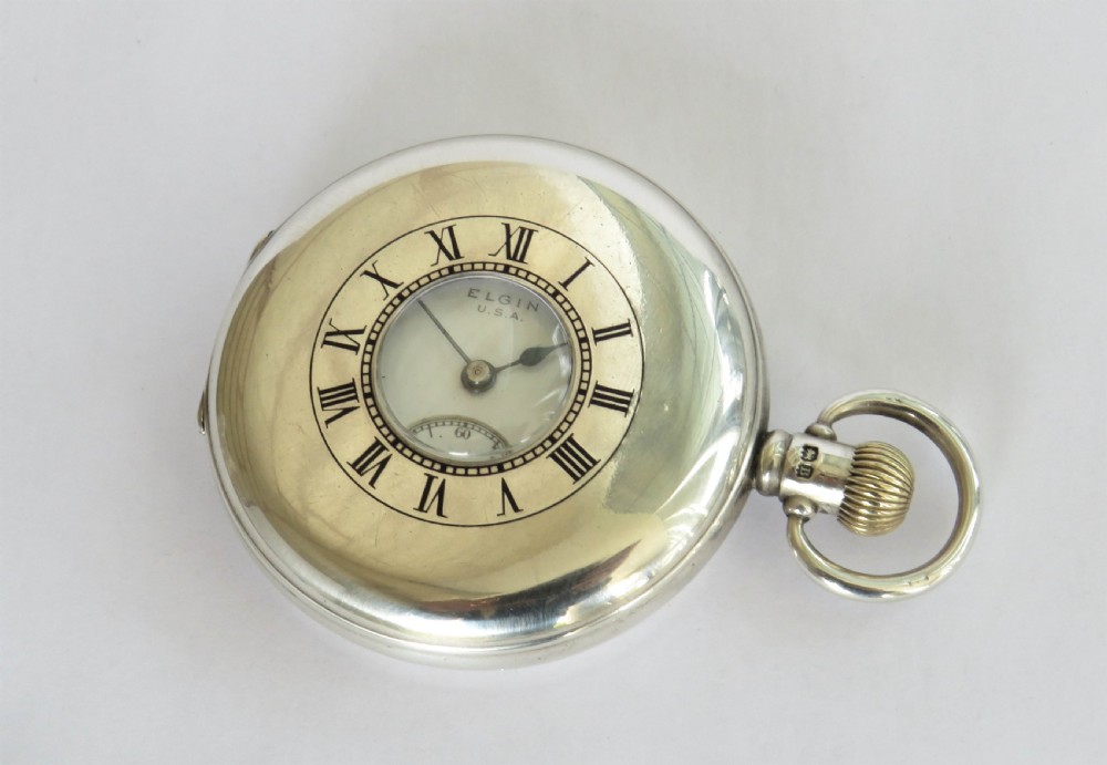 Silver Elgin half hunter pocket watch View II
