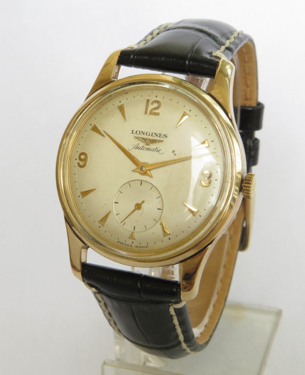 Gents 9ct gold Longines wrist watch, 1956