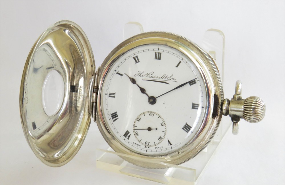 Antique Thomas Russell silver half hunter pocket watch