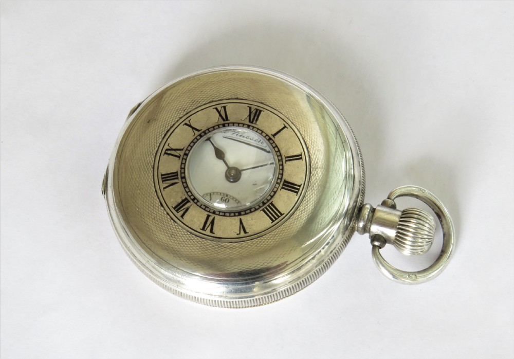 Antique Thomas Russell silver half hunter pocket watch View II