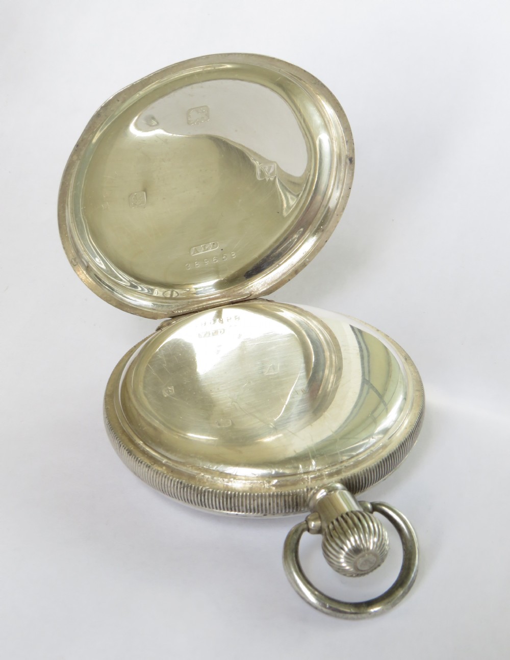 Antique Thomas Russell silver half hunter pocket watch View V