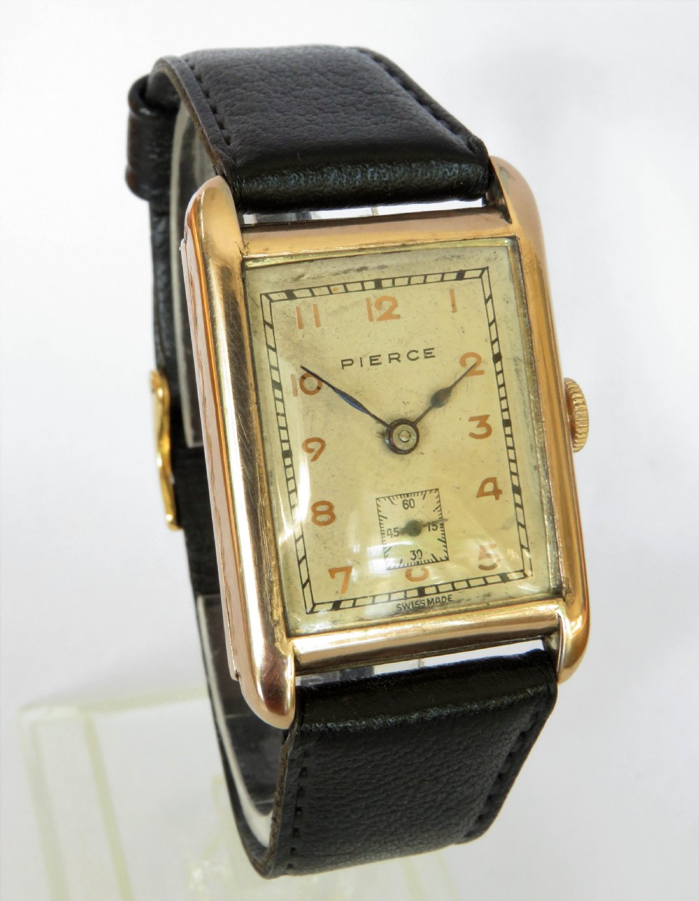 Gents 9ct rose gold 1930s Pierce wrist watch View II