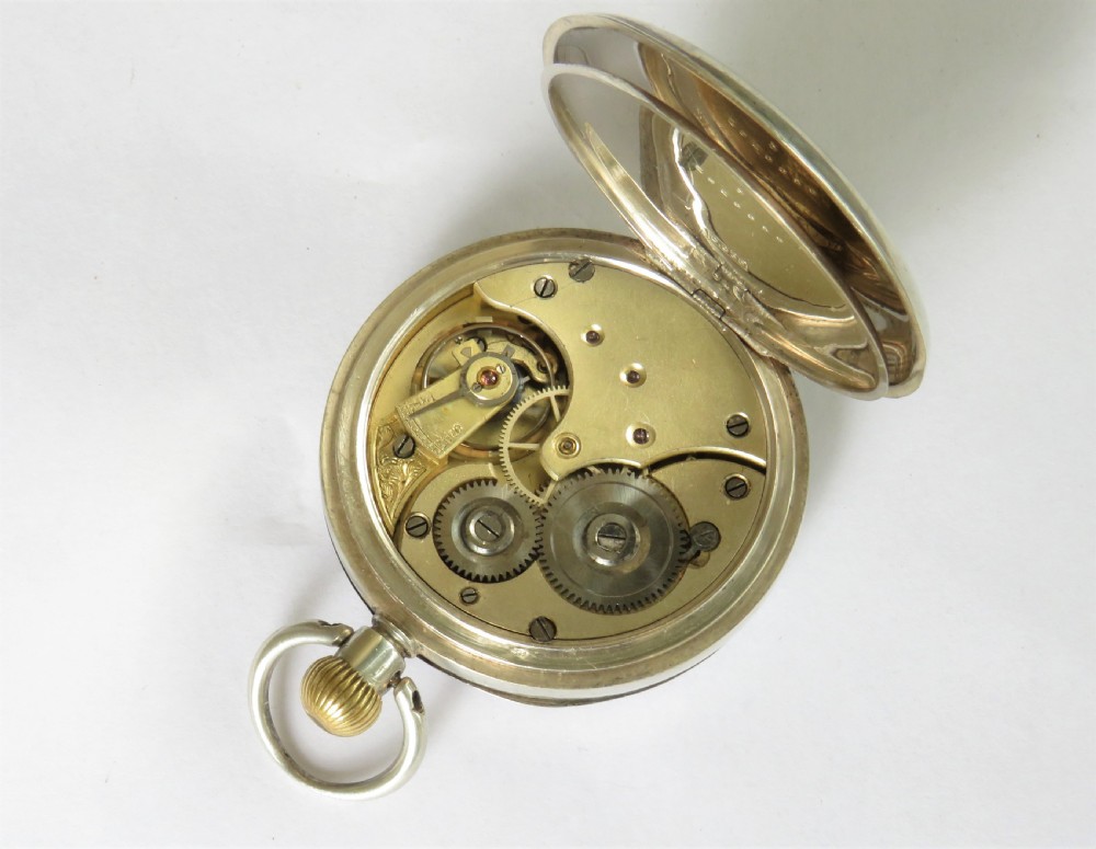 Antique silver Omega pocket watch, c1910s View III