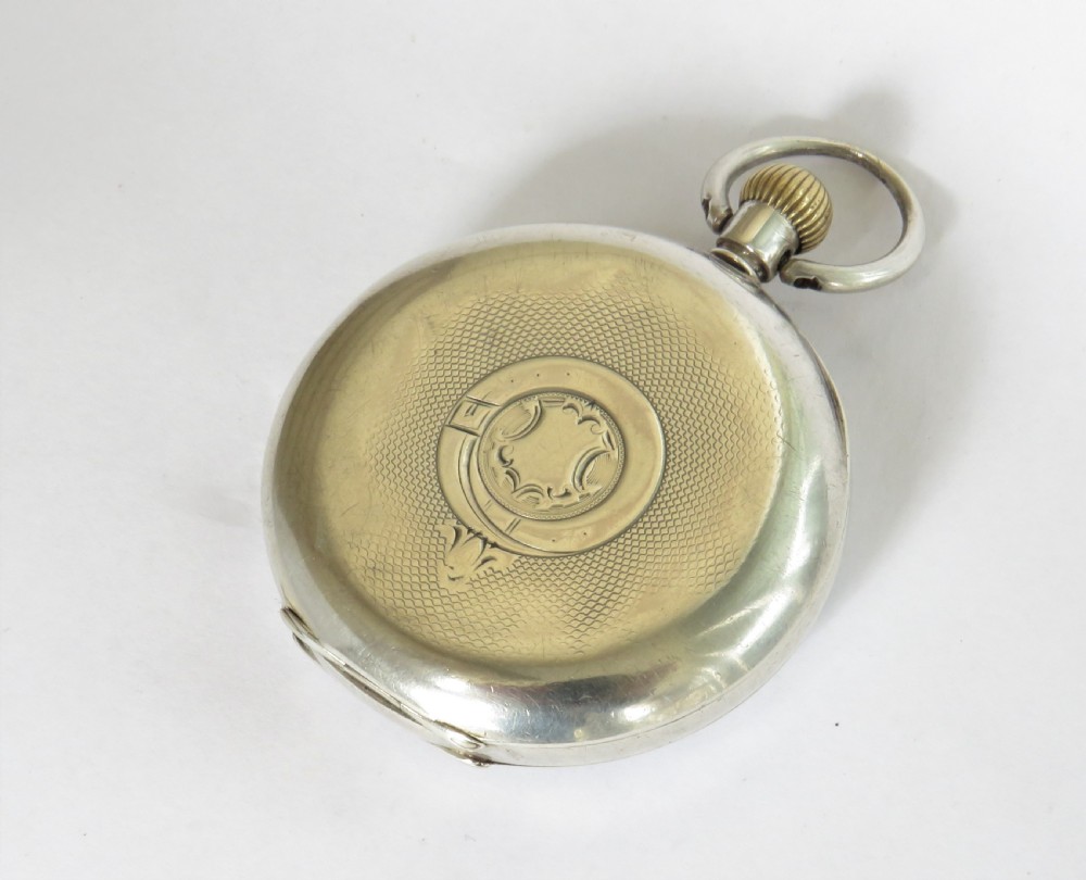 Antique silver Omega pocket watch, c1910s View V