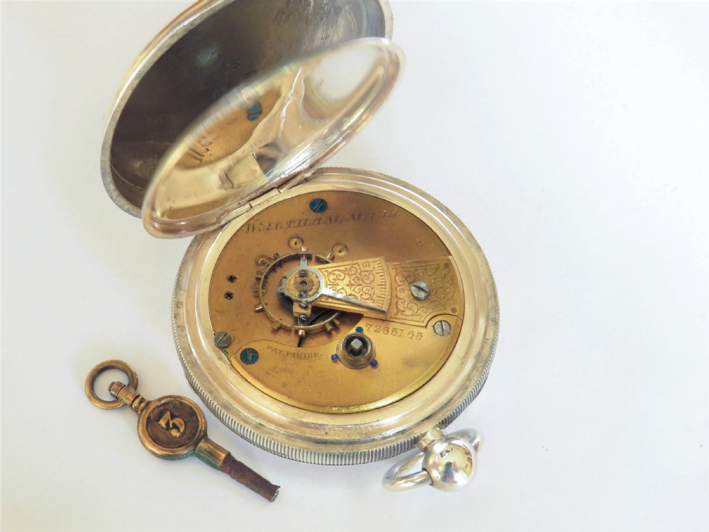 Antique silver Waltham pocket watch View III
