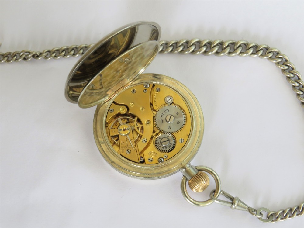 Antique Dimier Freres & Cie Uno pocket watch and chain View II