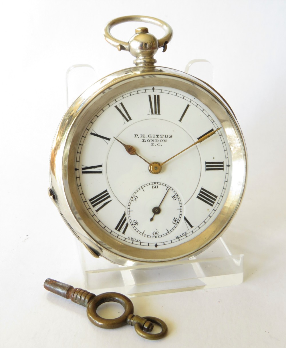 Antique silver pocket watch for Gittus of London View II