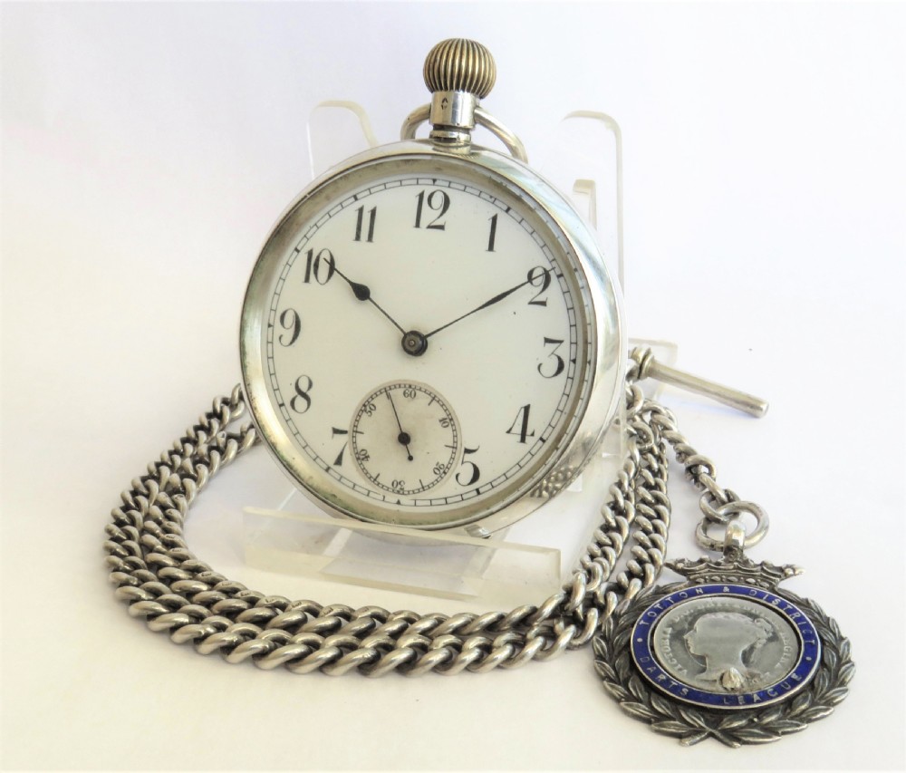 Antique Swiss silver pocket watch and chain