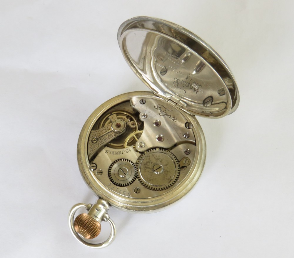 Antique silver Frigott pocket watch, 1925 View III