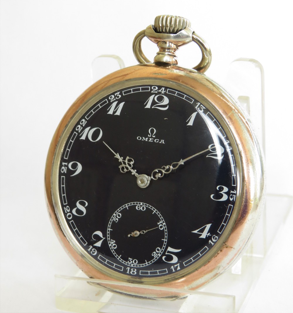 Silver Omega pocket watch with rare dial, 1938