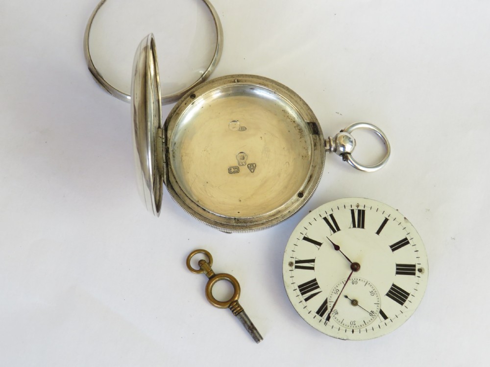 Antique English silver pocket watch, unusual case View III