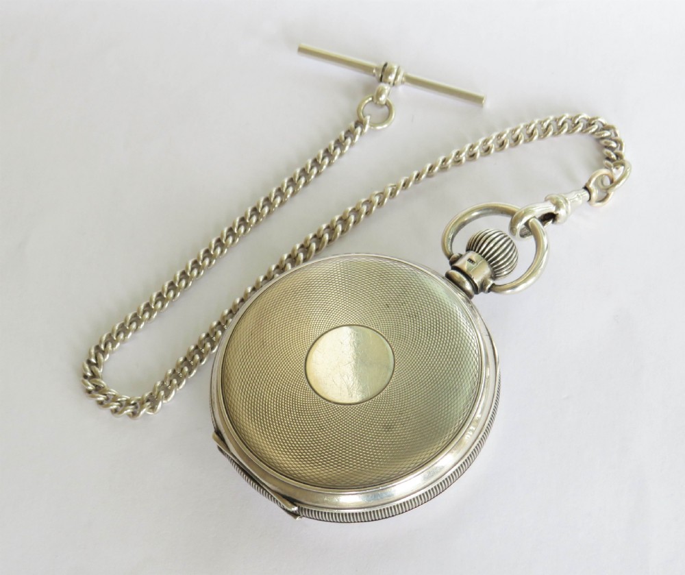 1933 silver Buren pocket watch and chain View IV