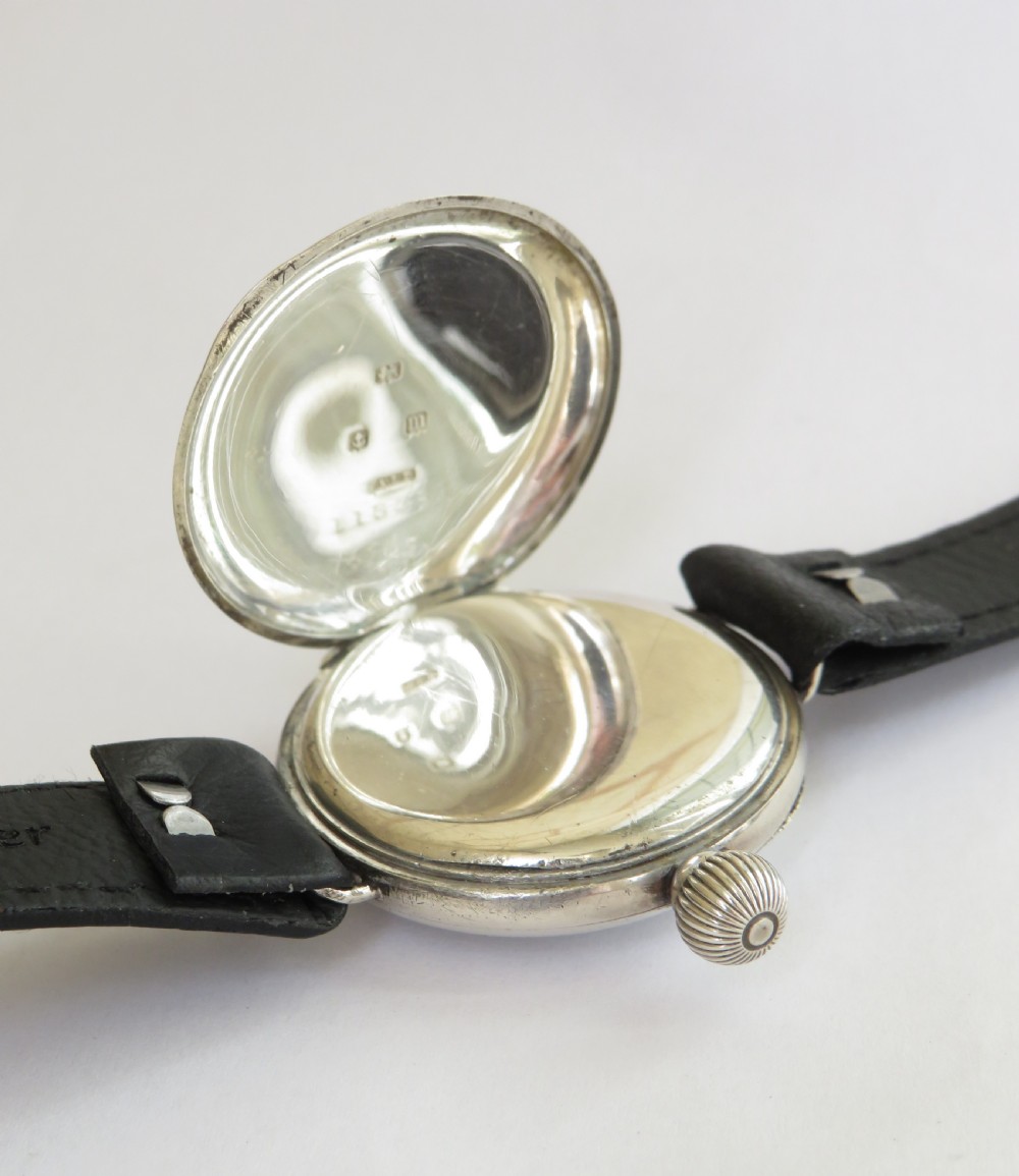 Antique silver trench watch, 1911 View III