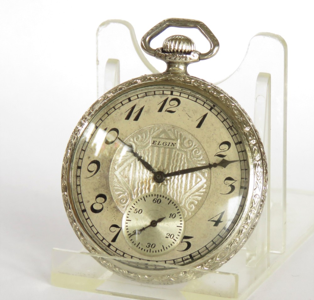 1924 Elgin white gold filled pocket watch