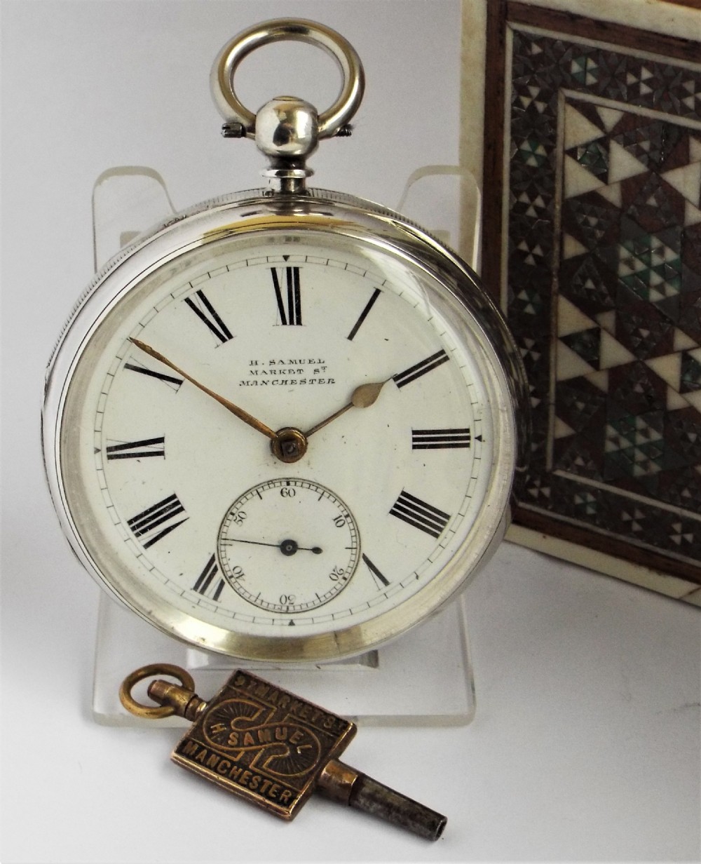 Antique silver H Samuel pocket watch, 1890.