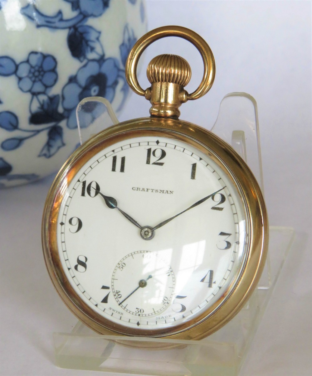 1930s Craftsman gold plated pocket watch View II