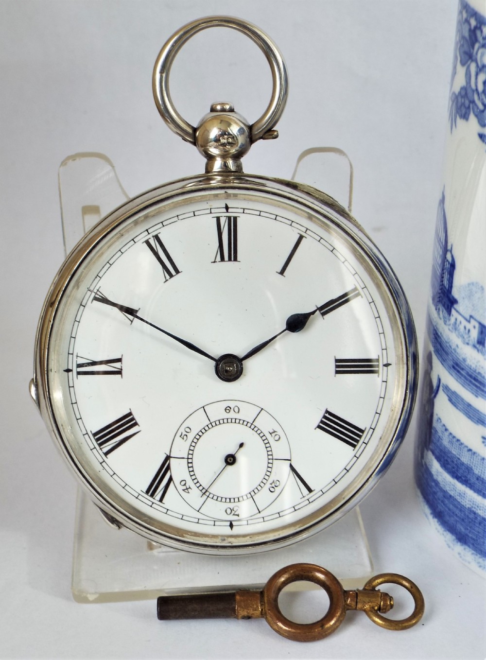 An antique silver Waltham Farringdon D pocket watch.