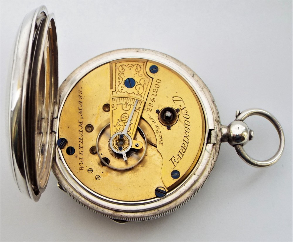 An antique silver Waltham Farringdon D pocket watch. View IV