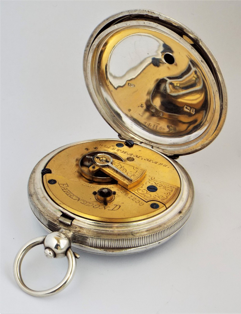 An antique silver Waltham Farringdon D pocket watch. View V