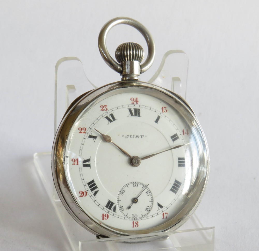 1918 silver “Just” pocket watch, 24 hour dial View II