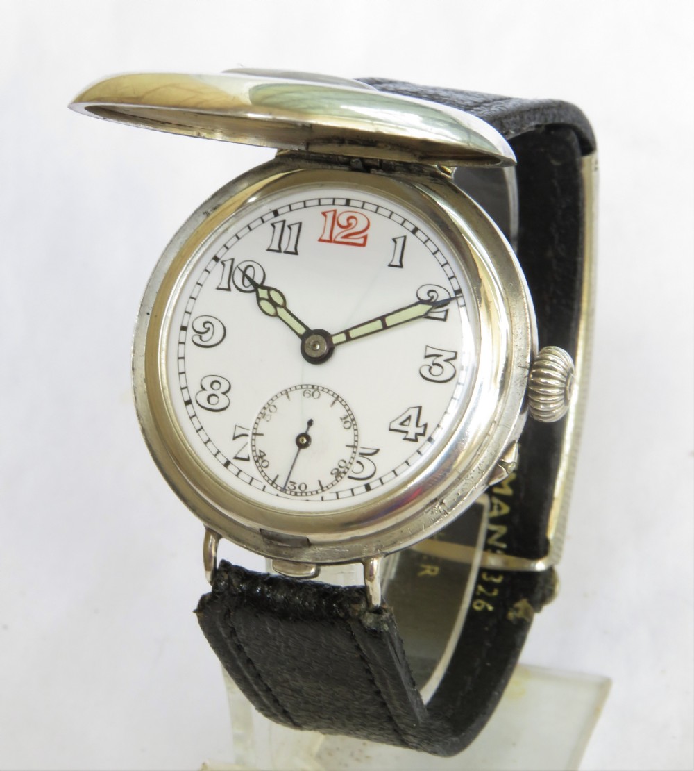 Gents silver half hunter wrist watch, 1925 View II