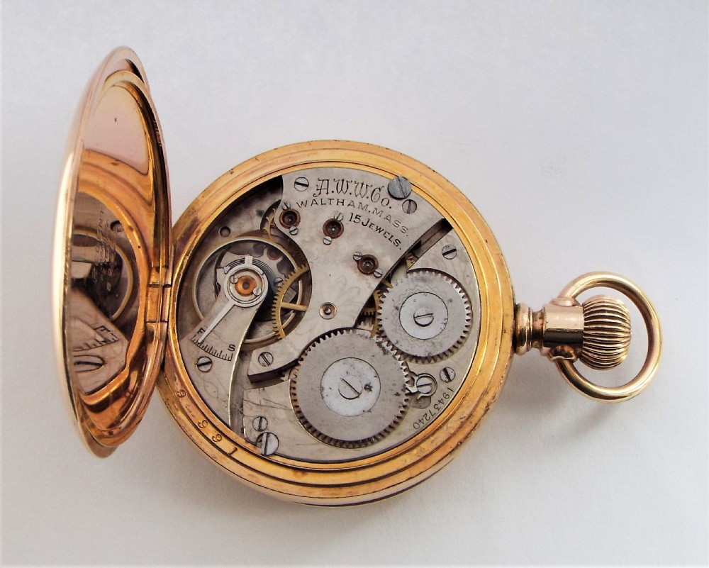 Antique Waltham full hunter pocket watch, 1913. View V