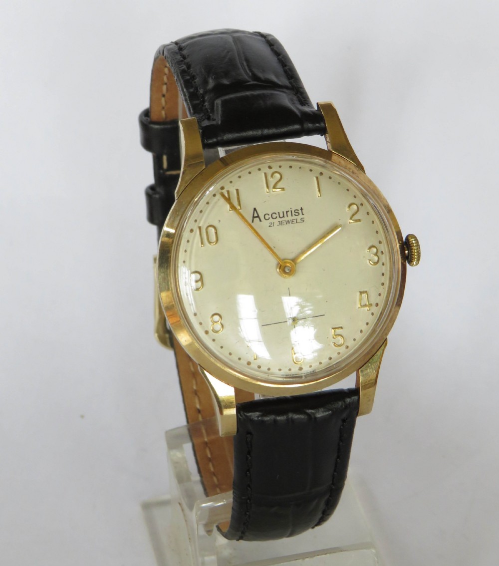 Gents 9ct gold Accurist wrist watch, 1956 View II