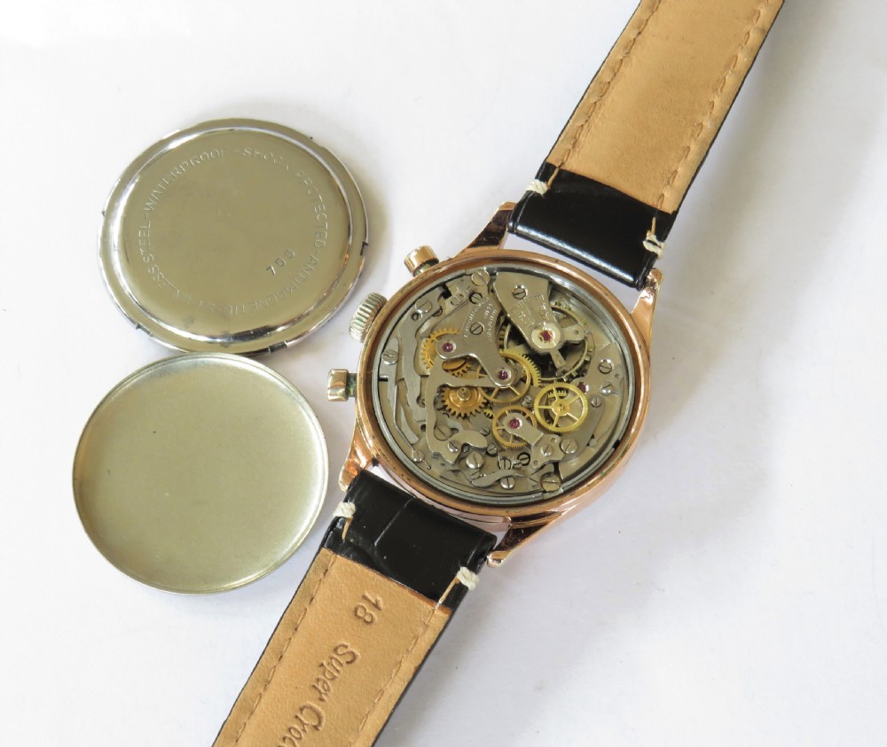 Gents 1950s Printania chronograph wrist watch View III