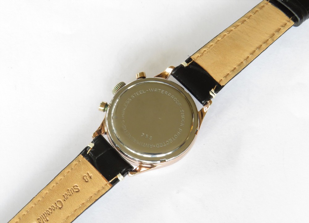 Gents 1950s Printania chronograph wrist watch View V