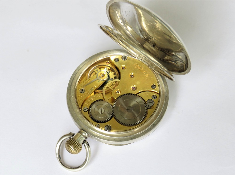 Antique silver Omega pocket watch View III