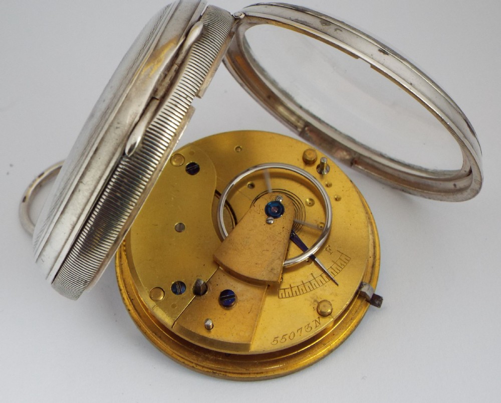 1883 silver English Lever pocket watch. View V