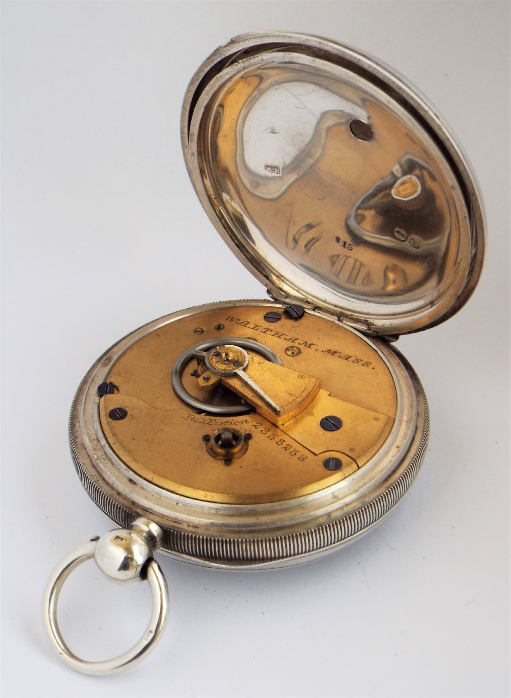 Antique silver Waltham pocket watch, 1884. View IV
