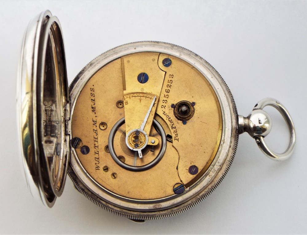 Antique silver Waltham pocket watch, 1884. View V