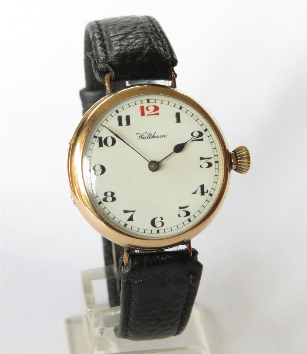 9ct gold Waltham trench watch, 1912 View II