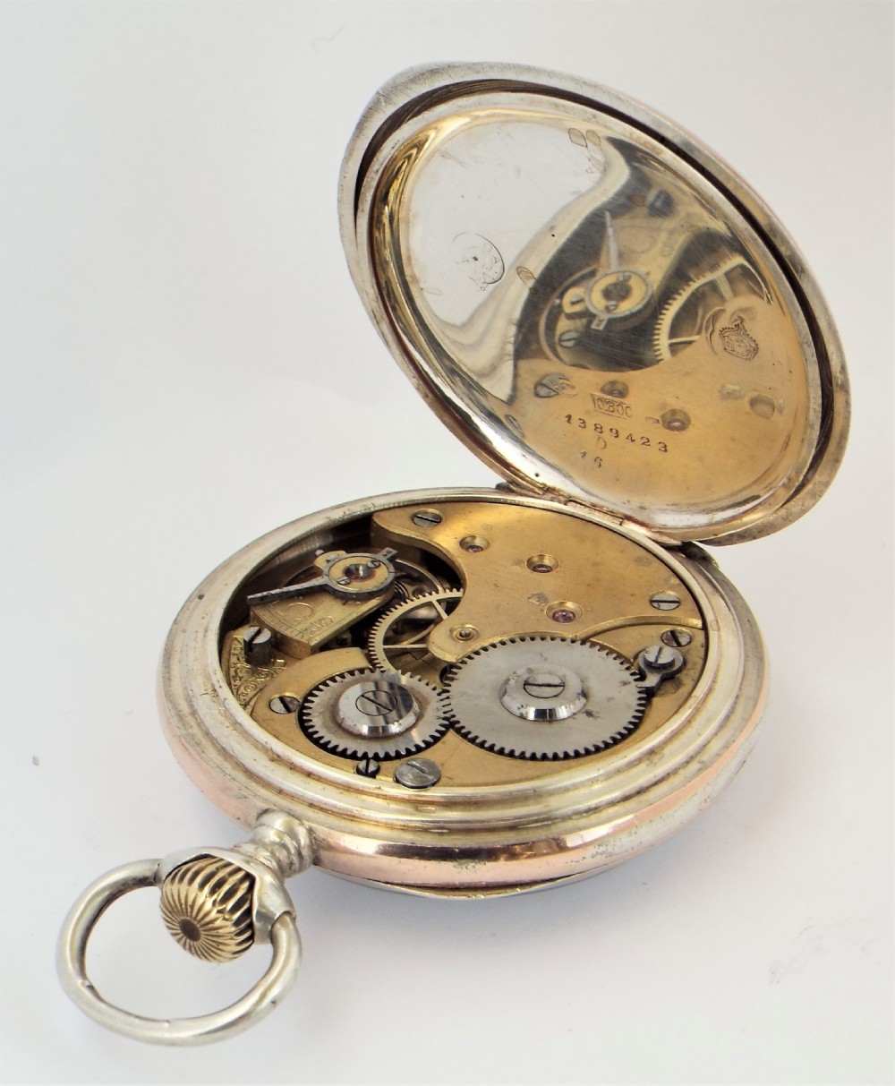 Antique silver Omega pocket watch. View IV