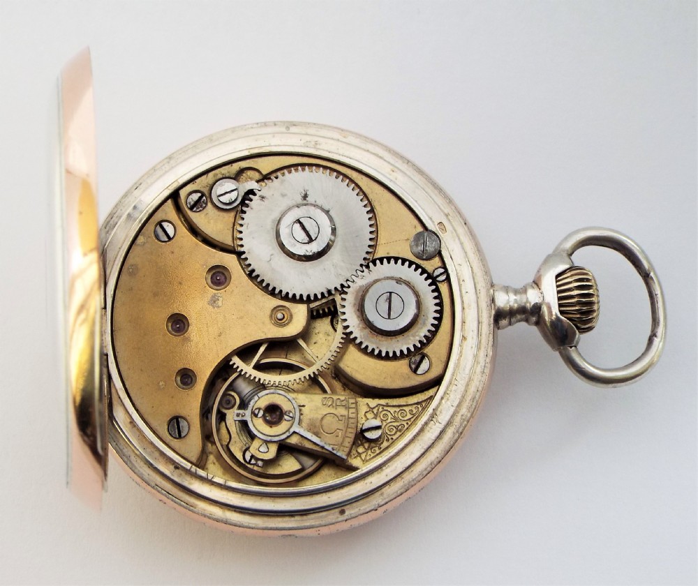 Antique silver Omega pocket watch. View V