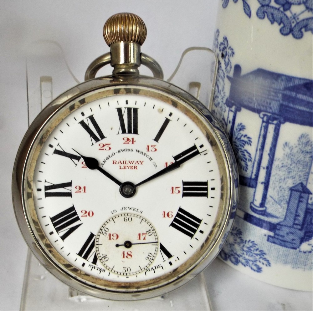1920s Anglo Swiss Watch Co Railway Lever pocket watch.